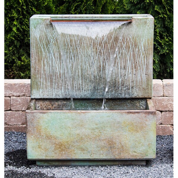 Summer Breeze Wall Fountain windswept reeds lighted nighttime viewing
